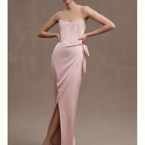 V. Chapman June Corset Front-Slit Gown
